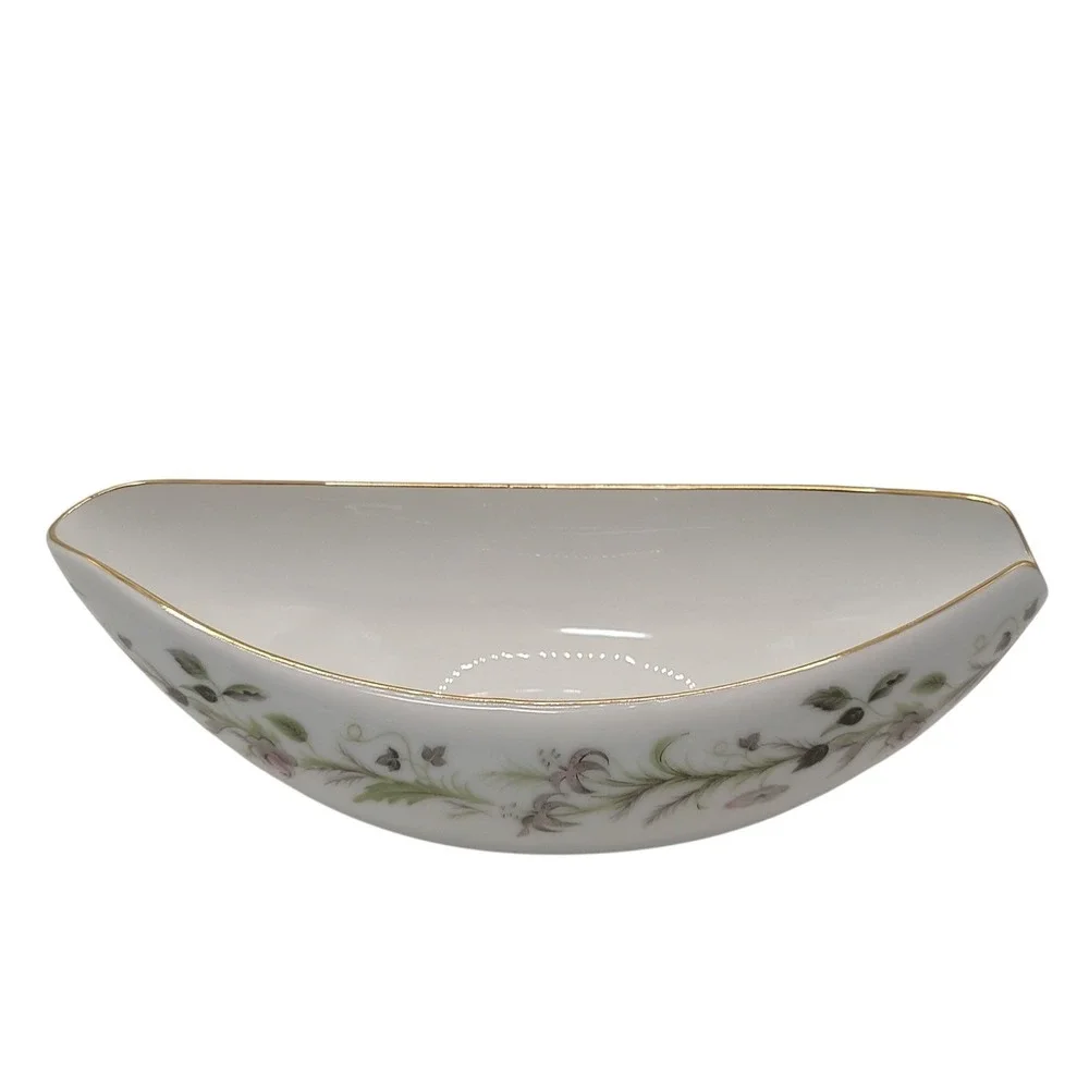 Vintage Sango Canterbury Oval Gravy Boat Floral Mid Century Modern Bone China‎